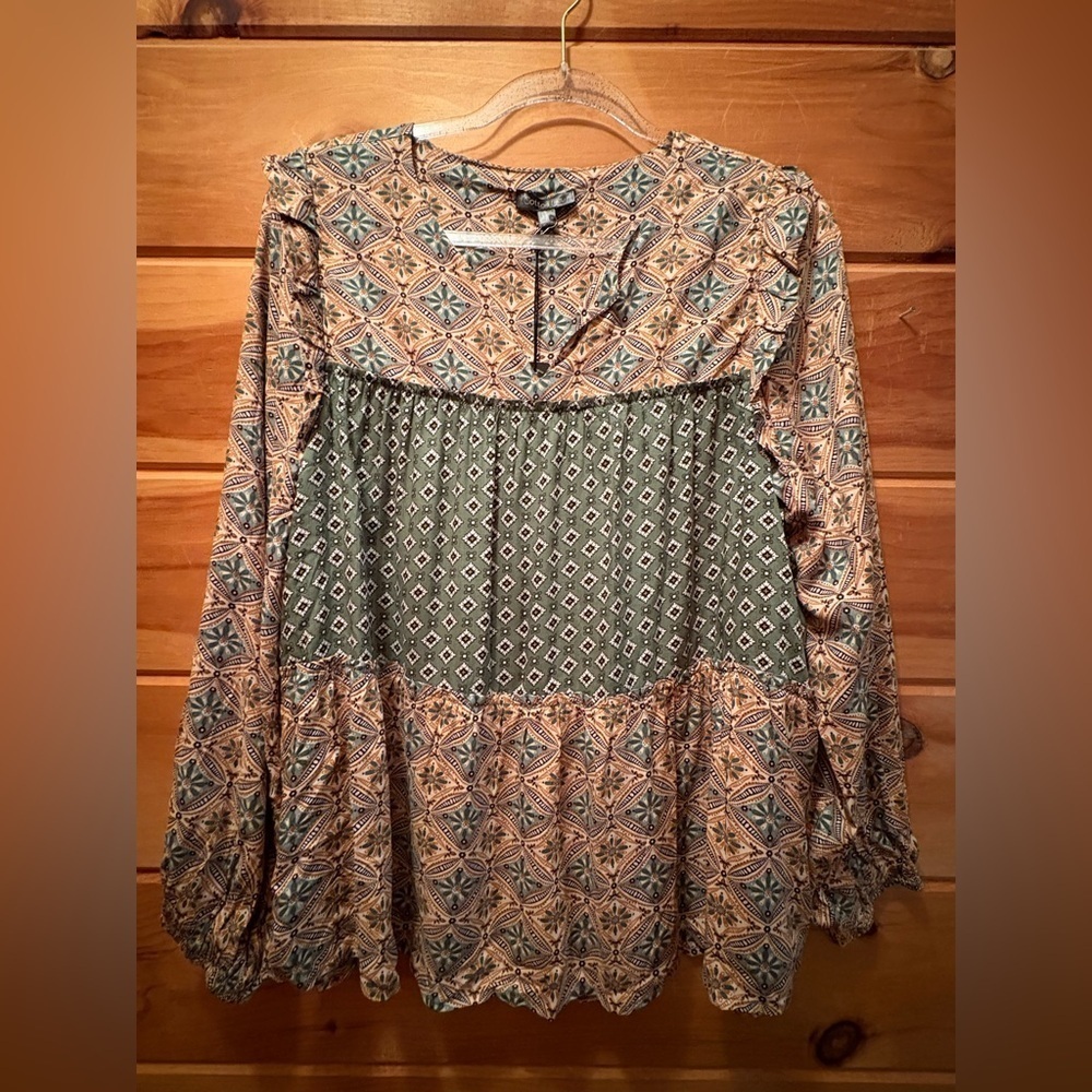Cotton Bleu boho top size small NWT